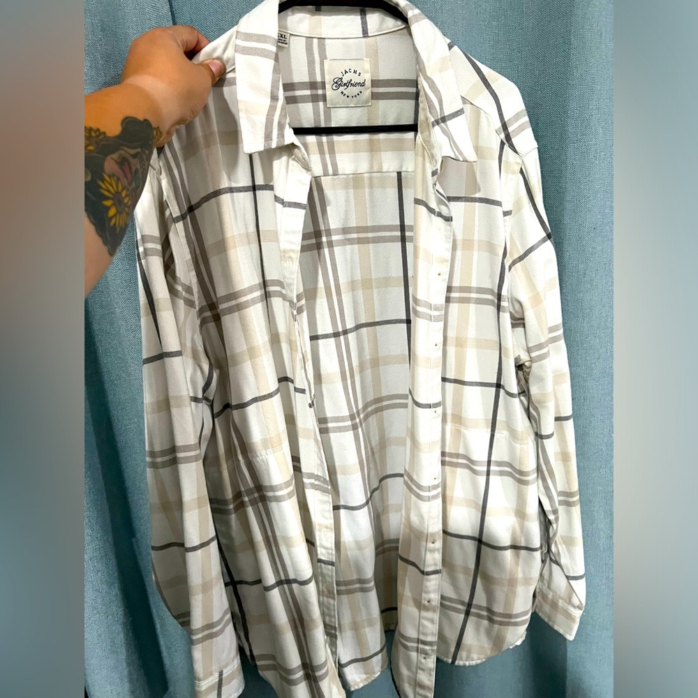 White plaid button up